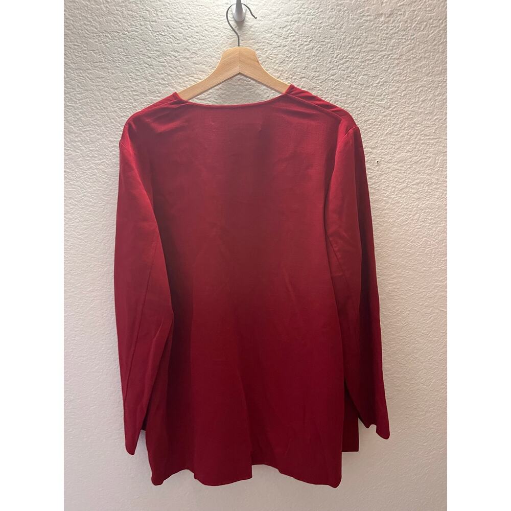 Marina Rinaldi Chiaro Red Wool Open Front Drape Jacket Italy Plus Size 21 NWT - Picture 4 of 11